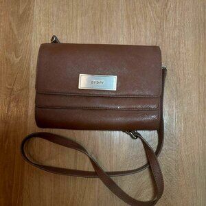 DKNY Purse ~9in X 6in Brown 4042 100% Genuine Leather May 2015 With Strap